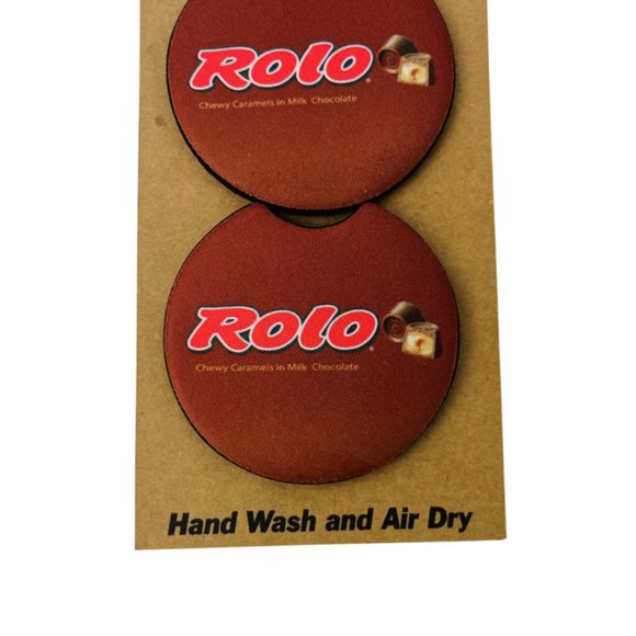 Car Coasters Rolo Chocolate Caramel Candy Snack Junk Food Set of 2 Neoprene - Picture 8 of 9